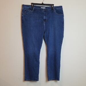 Levi's Women 724 Straight Leg High Rise Dark Blue Stretch Jeans Size 22W